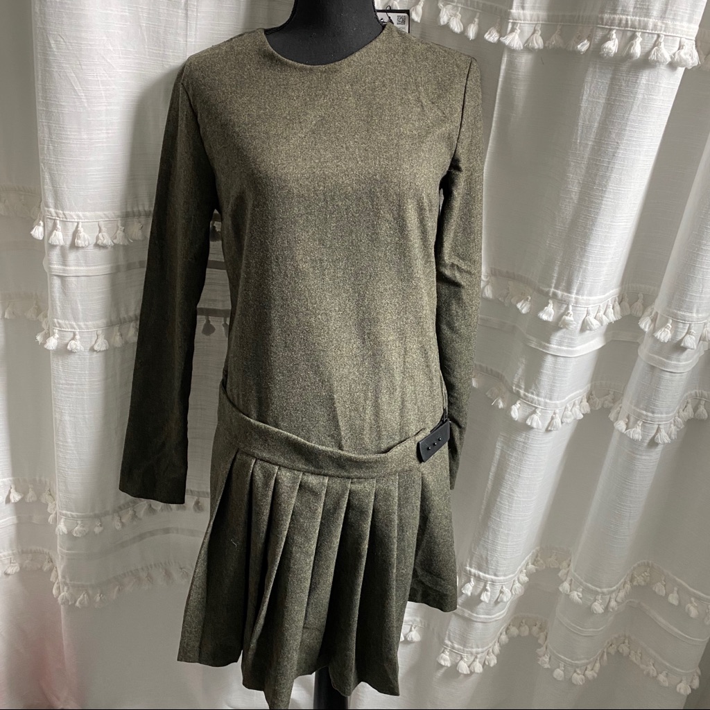 Nwt Zara Woman Pleated Waist Dress